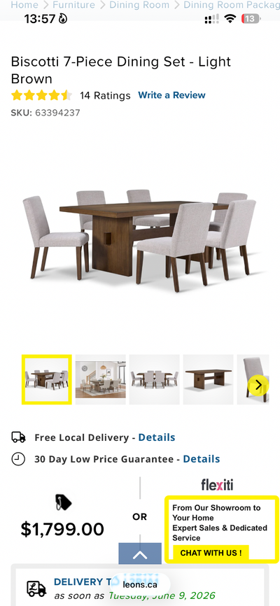 New in box dining room set. Too big for apartment., View more