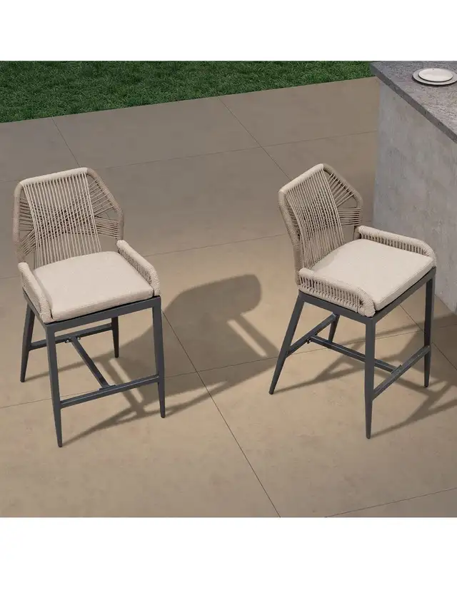 PURPLE LEAF Patio Counter Height Aluminum Frame Chair Set of 2 B in Patio & Garden Furniture in Hamilton - Image 4