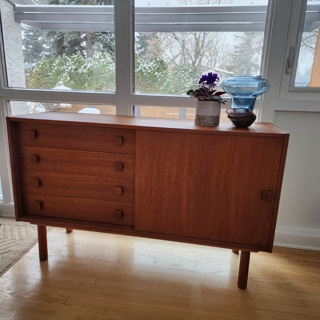 TEAK CREDENZA BY DOMINO OF DENMARK. FULLY RESTORED Hutches & Display