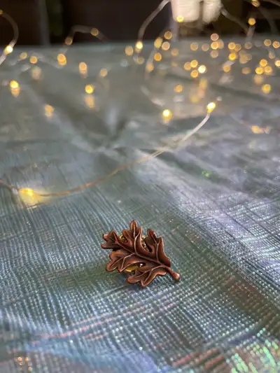 Small Bronze color Leaf pin, View more