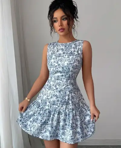 Floral Print Mini Dress, View more