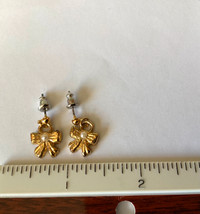 Vintage Bow with Faux Pearl Post Earrings
