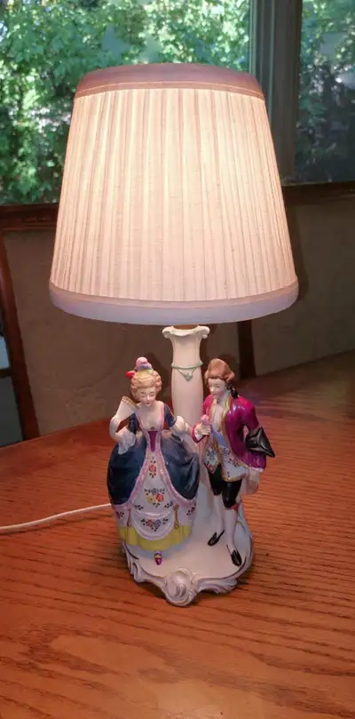 Victorian French Colonial Couple Figural 17" lamp, View more