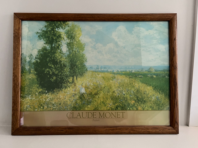 Vintage Glass Wood Framed Monet Poplars Rare in Arts & Collectibles in Moncton