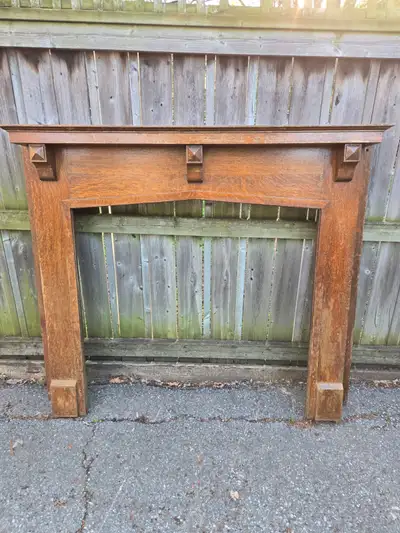 *** 2 VINTAGE FIREPLACE OAK MANTELS - ANTIQUE SOLID WOOD FINISH, View more