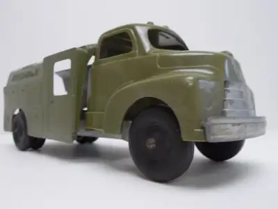 Vintage Service Truck - Bell Service Repair - Dark Green Plastic Cab, Metal Chassis(# 475) and Panel...