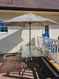 Tempered Glass Patio table with Umbrella