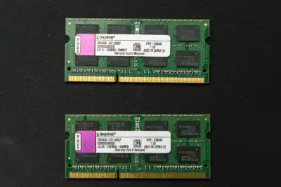 Laptop DDR3 RAM - Kingston 8GB (2x4GB) PC3 - 10600, View more