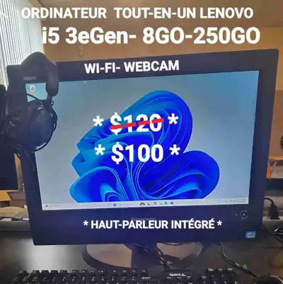 ORDINATEUR  TOUT-EN-UN  LENOVO 20"- 8GO- 250GO, View more