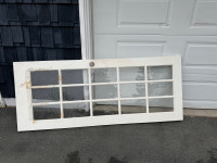 French door, damaged wood, glass good
