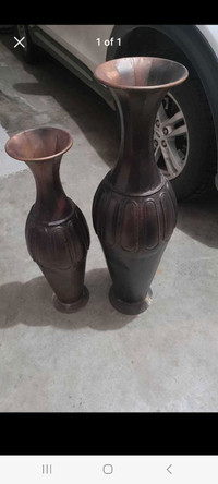 Metal Vases x 2 & Stick Bundle 