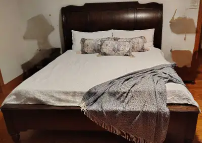 Awesome king bed with dresser and two end tables, View more