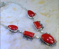 Red Coral Stone Necklace New