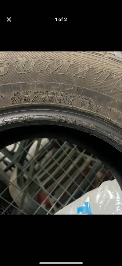 Set of 4 winter tires, used, no rims. Sumit brand size 215 65 R16. Pick up near Bramalea City Center...