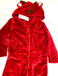 Toddler Fleece Pajama Onesie - Size M- Red