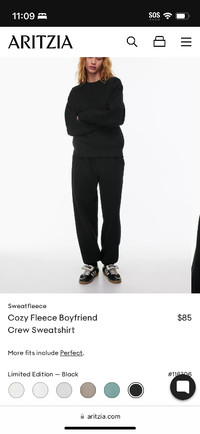 Tna Aritzia cozy Sweatfleece Boyfriend Fit Sweater Size Small