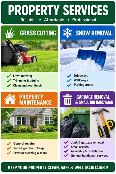 grass cutting/snow / garbage removal/ handyman, View more
