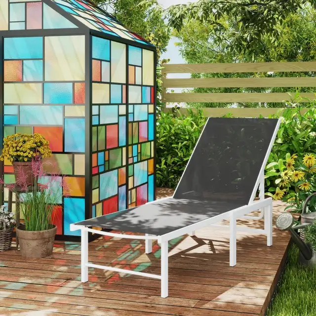 Outdoor Lounge Chair, 5-Level Reclining Outdoor Chaise Lounge Ta in Patio & Garden Furniture in Markham / York Region - Image 9