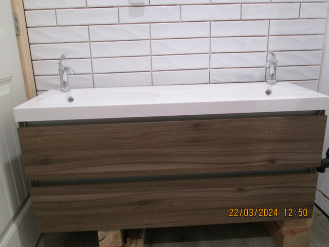 Bathroom Double Sink Wall Mount Vanity in Plumbing, Sinks, Toilets & Showers in Bridgewater
