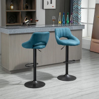 Linen fabric bar stool blue