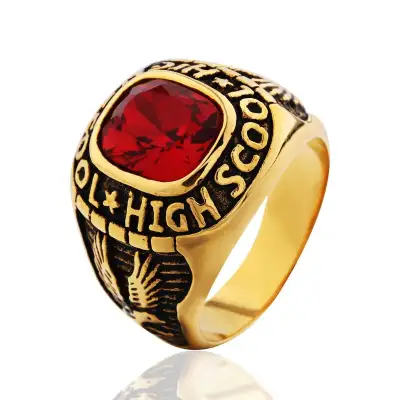 Mens Cool Class Ring or 19mm Lion Eagle Gold Stamped18KGP, View more