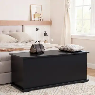 Black 39.5" Storage Chest  2 Safety Hinges, Storage Organizer, View more