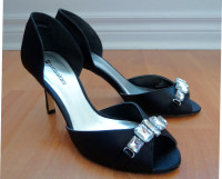 *NEW* black satin peep-toe dress shoes / pumps - women’s size 7