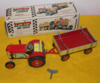 Vintage Tractor And Trailer New Boxed Wind Up Toy