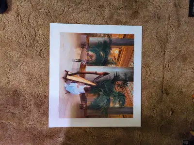 This is a signed and numbered print by Greg K. Olson, titled Prelude, featuring a harpist in a grand...