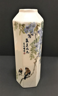 Collectible Chinese Porcelain Flower Vase Octagon Shape
