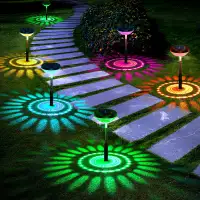 Solar Pathway Lights 6 Pack, Color Changing+Warm White