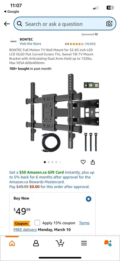 BONTEC full motion TV wall mount, Voir plus