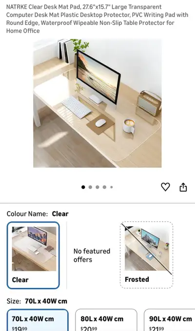 Clear Desk Mat Pad, 27.6"x15.7" Large, View more