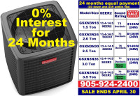 Buy Air conditioner / Furnace  0% interest financing 24 Months