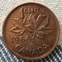 Pièce de 1 cent canadienne 1966 