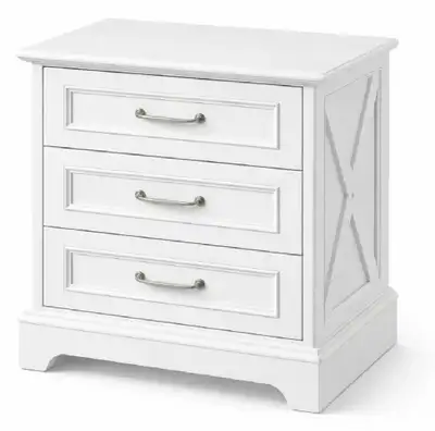 New in Box 1pc Classic White Wooden Nightstand , View more