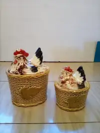 Vintage Nesting Chicken Canisters x 2