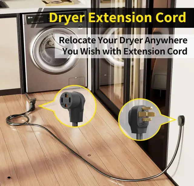 10 Feet 4 Prong EV / Dryer Cord, 30 Amp NEMA 14-30P to 14-30R in General Electronics in Markham / York Region - Image 3