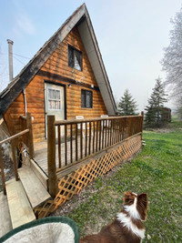 A frame cabin for sale