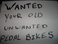 WANTED FREE UNWANTED PEDAL BIKES