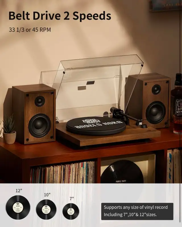 Vinyl Record Player Hi-Fi System Bluetooth Turntable Players Spk in Stereo Systems & Home Theatre in City of Toronto - Image 4