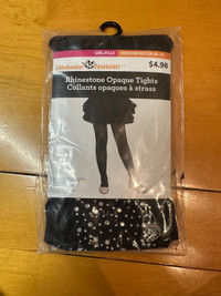 Girls rhinestone opaque tights (M)