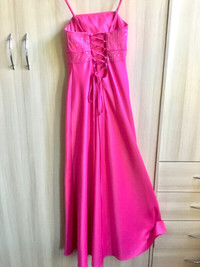 Silky Hot Pink Formal Long Dress