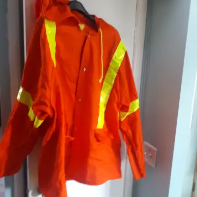 90s Orange Safety Coat Size 54 , 100%cotton  jeans, View more