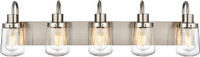 Modern Bathroom Vanity Light 5-Lights Lamp in Satin Nickle