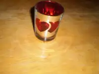 Vase  with red hearts, other crystal vase, taller
