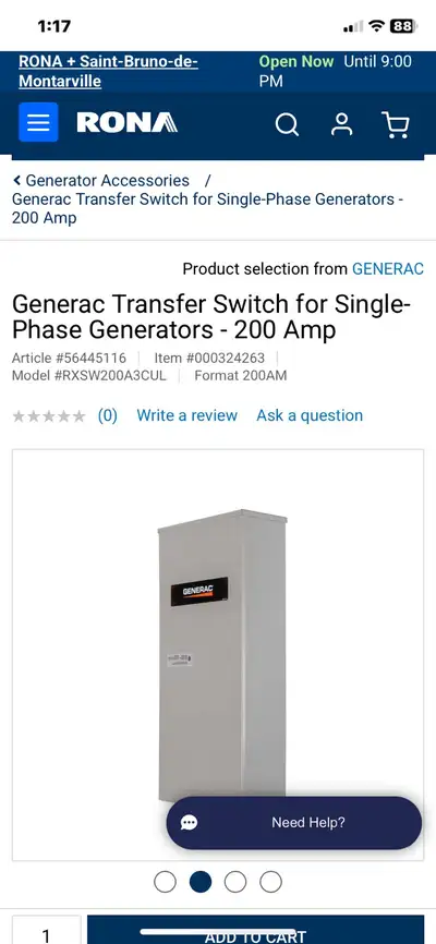 I am selling a Generac 200 Amp Transfer Switch for single-phase generators, which is in brand new in...