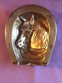 SOLID BRASS HORSE ASHTRAY