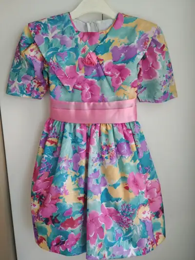 Girls Floral Print Dress with Pink Sash, Size 5, Hamilton, View more
