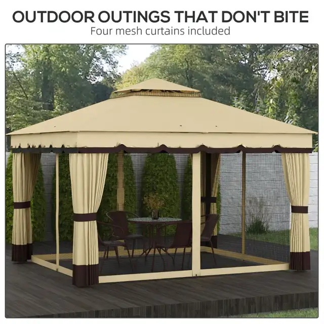 10x12 Double Roof Patio Gazebo with Netting & Curtains in Patio & Garden Furniture in Markham / York Region - Image 5